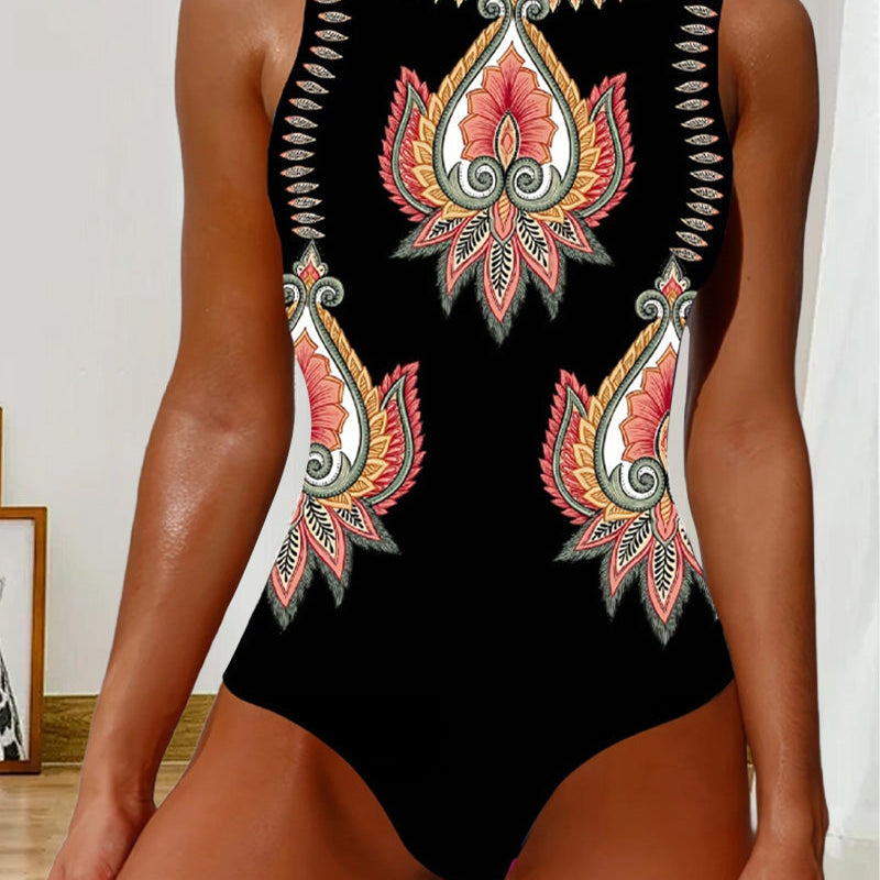 Maillot de Bain Paisley Sans Manches Monopièce