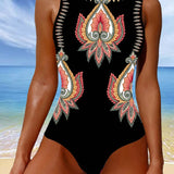 Maillot de Bain Paisley Sans Manches Monopièce