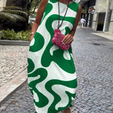 Robe Sans Manches Col Rond Avec Imprimé Géométrique