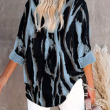 Blouse Col Montant Imprimé Irrégulier