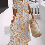 Robe ample imprimée à col en V