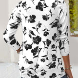 Blouse à Boutons Imprimée Mode