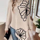 Pull Floral Large à Manches Gigot