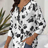 Blouse à Boutons Imprimée Mode