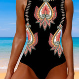 Maillot de Bain Paisley Sans Manches Monopièce