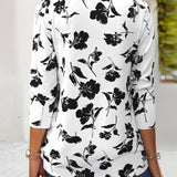 Blouse à Boutons Imprimée Mode