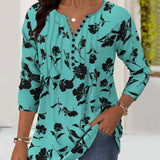 Blouse à Boutons Imprimée Mode