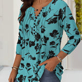 Blouse à Boutons Imprimée Mode