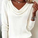 Pull Tendance À Manches Longues Avec Col En Fourrure