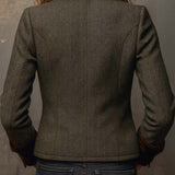 Blazer Femme Vintage à Rayures Chevron avec Bords Contrastés