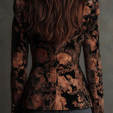 Blazer Sarto Femmes avec Imprimé Floral Noir et Bronze