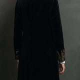 Blazer Femme Slim Fit Noir avec Revers et Imprimé Baroque