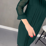 Robe plissée en maille patchwork de couleur unie