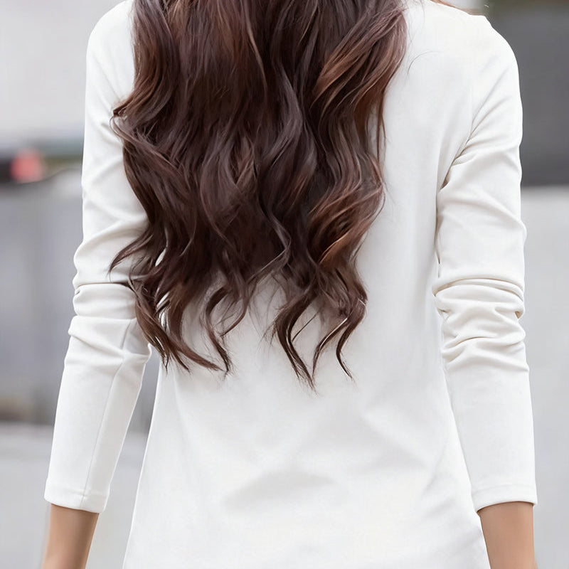 Haut Slim Fit Plissé Manches Longues