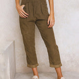 Pantalon Droit Uni Taille Haute