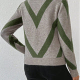 Pull Avec Caractéristiques Imprimé Géométrique Et Col Rond