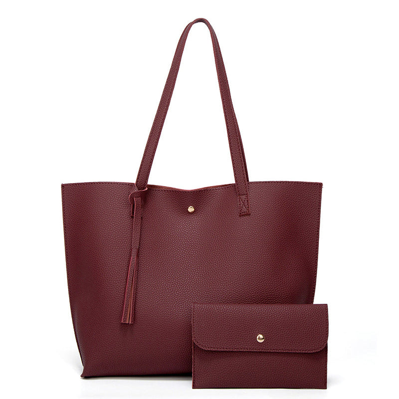 Capacité avec sac à bandoulière à pampilles de couleur unie avec grand