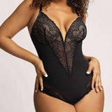 Bodysuit Décolleté Profond En V Et Dentelle Gainante