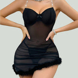 Ensemble De Nuisette Sexy Transparente Slim Fit À Jarretelles Tentant