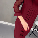 Robe plissée en maille patchwork de couleur unie