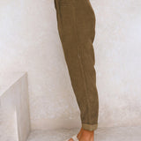 Pantalon Droit Uni Taille Haute