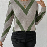 Pull Avec Caractéristiques Imprimé Géométrique Et Col Rond