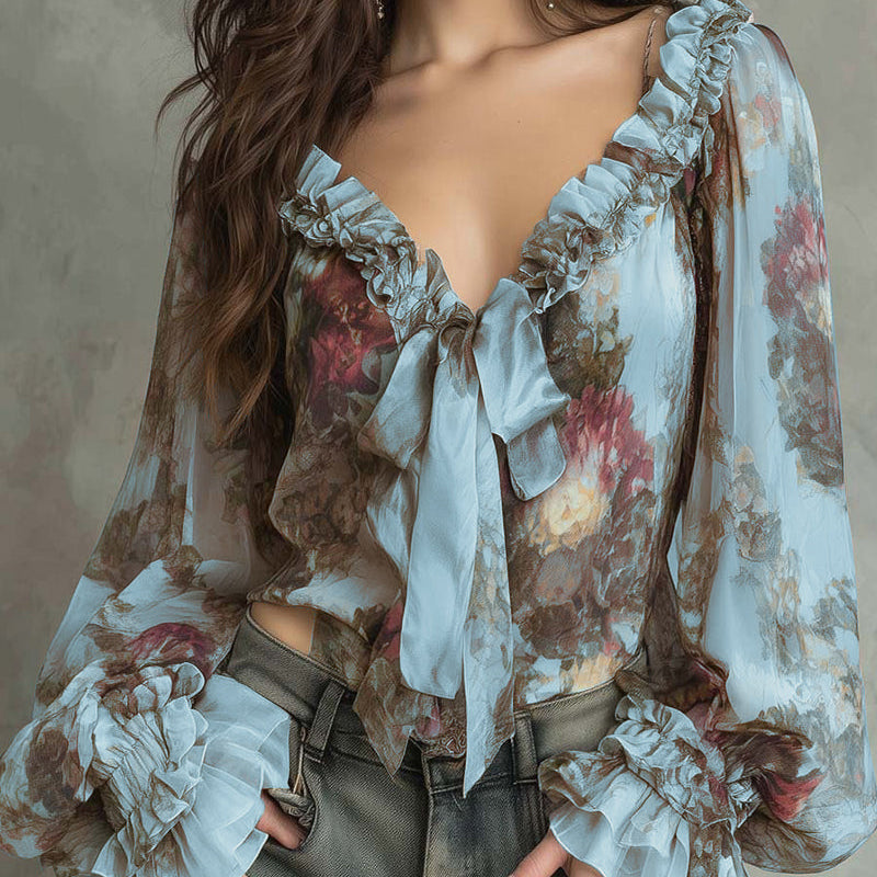 Blouse Imprimé Lotus Élégant
