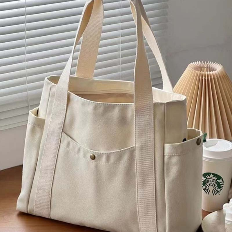 Sac en toile de grande capacité avec doubles poignées