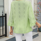 Haut Motif Losange Creux Manches Trompette