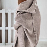 Cardigan simple à capuche de couleur unie avec motif chauve-souris