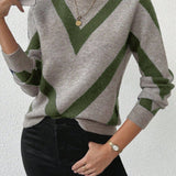 Pull Avec Caractéristiques Imprimé Géométrique Et Col Rond