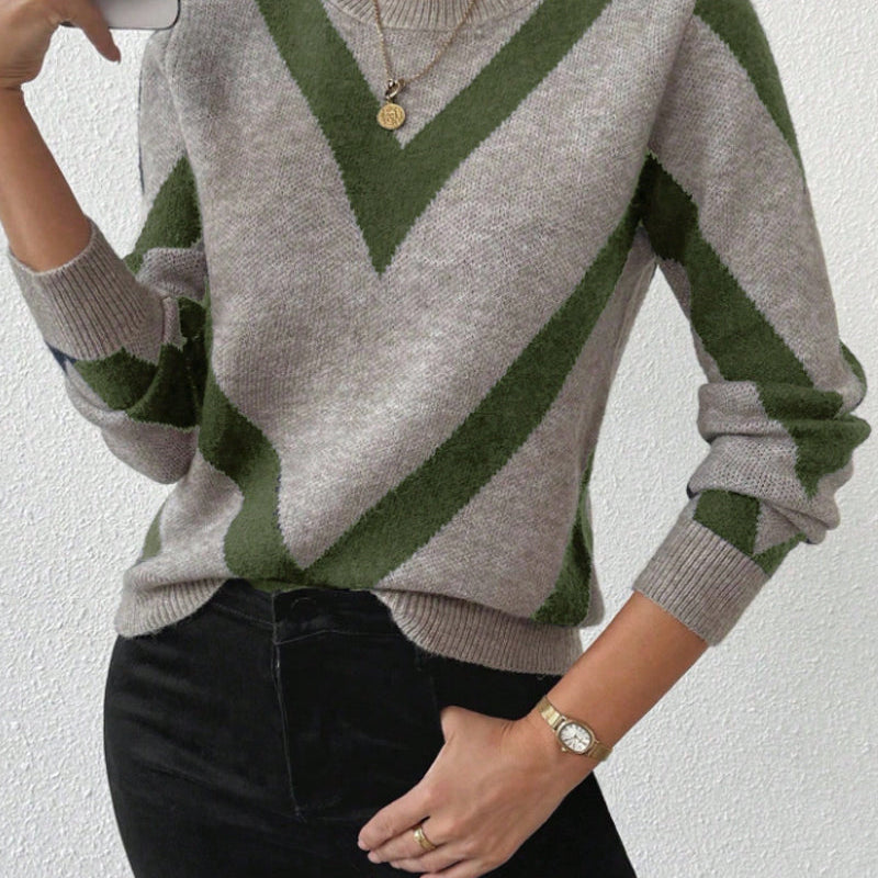 Pull Avec Caractéristiques Imprimé Géométrique Et Col Rond