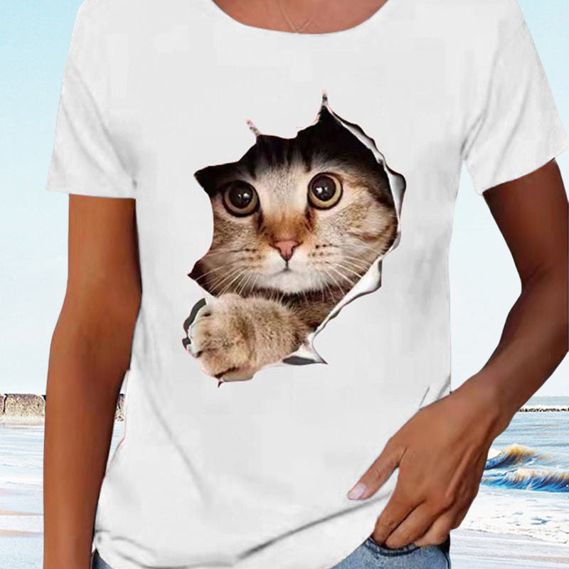 T-shirt avec imprimé chat