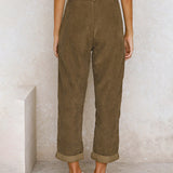 Pantalon Droit Uni Taille Haute