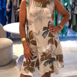 Robe Sans Manches Col Rond Imprimée