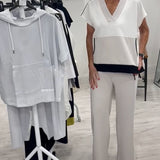 Ensemble Décolleté En V Assorti Fendu Décontracté