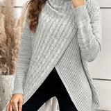 Pull décontracté de couleur unie fendu