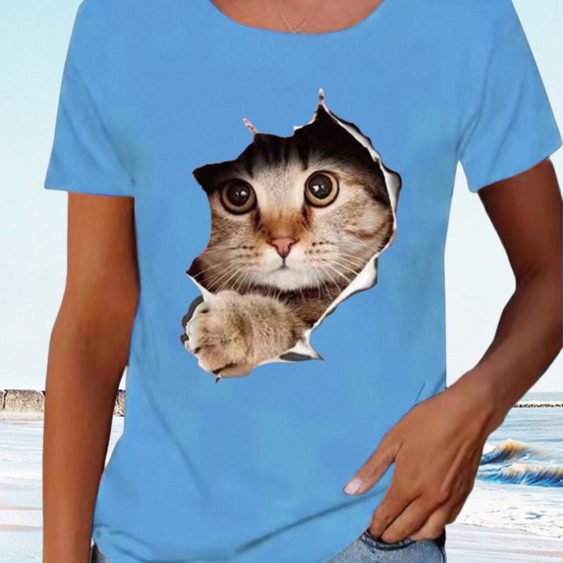 T-shirt avec imprimé chat
