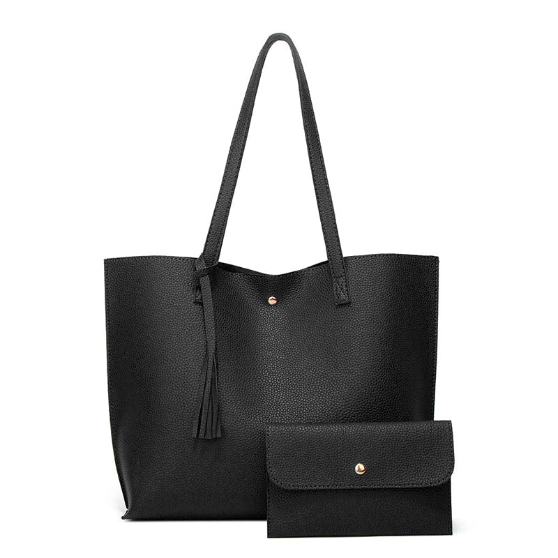 Capacité avec sac à bandoulière à pampilles de couleur unie avec grand