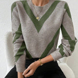 Pull Avec Caractéristiques Imprimé Géométrique Et Col Rond