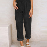 Pantalon Droit Uni Taille Haute