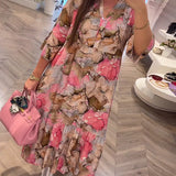 Robe ample douce imprimée à col en V