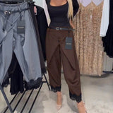 Pantalon À La Mode Dentelle Broderie Harem