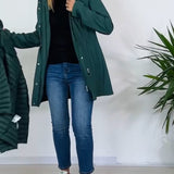 Manteau tendance de couleur unie avec fermeture éclair et bouton amovible