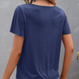 T-shirt à découpes de couleur unie
