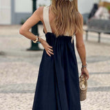 Robe Elegante Croix Dos Sans Dos Avec Couleur Contrastée