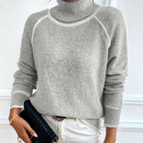 Pull Col Montant Tendance Couleur Contrastée