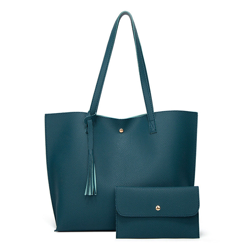 Capacité avec sac à bandoulière à pampilles de couleur unie avec grand