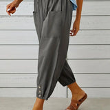 Luciane | Pantalon à cordon et boutons pour femme