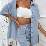 Ensemble chemise et short décontracté de couleur unie